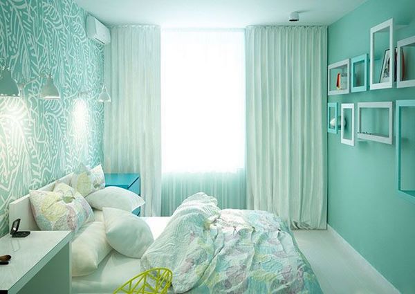 Giấy dán tường phòng ngủ màu xanh (1)