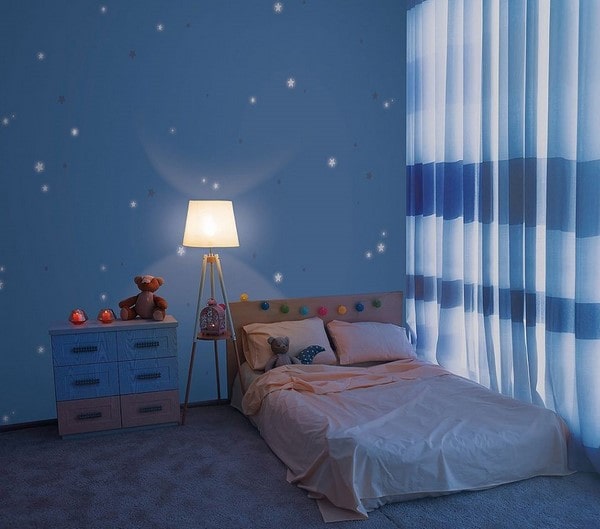 Giấy dán tường phòng ngủ màu xanh (6)